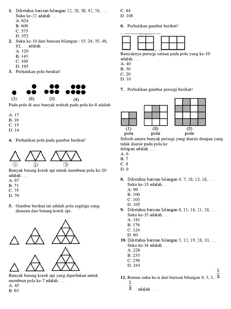 Banyak Persegi Pada Gambar Berikut Adalah Dengan