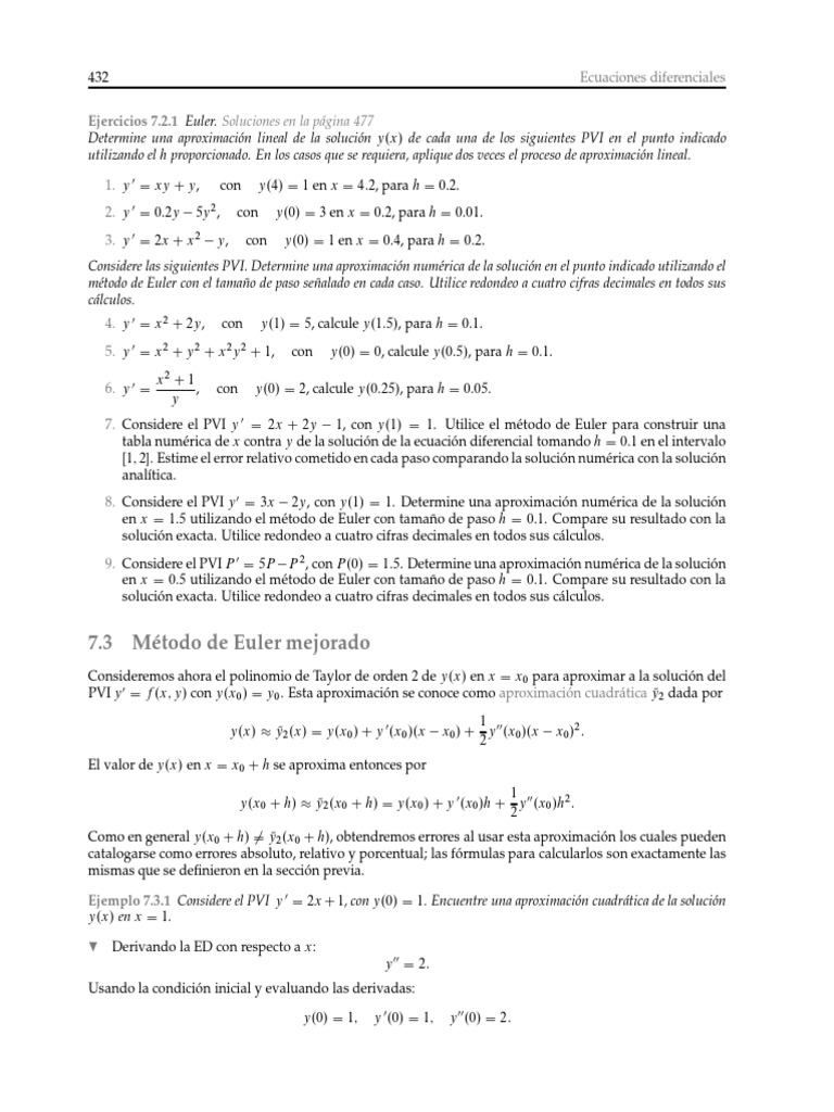 Metodo Euler Mejorado PDF Ecuaciones diferenciales Hoja de cálculo