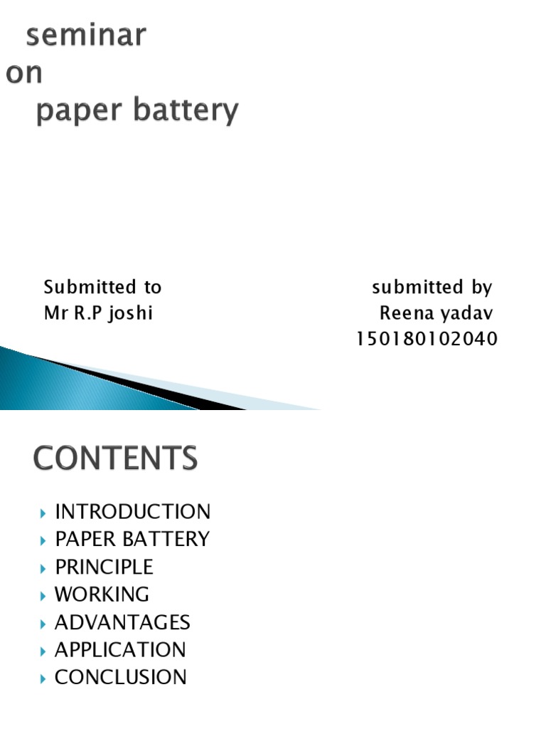 Paper Battery: Future of Energy Storage | PDF | Electrical Components ...