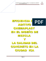 Eficiencia Del Aditivo Chemaplast en El Diseño de Mezcla Y La Calidad Del Concreto en La Ciudad Ica