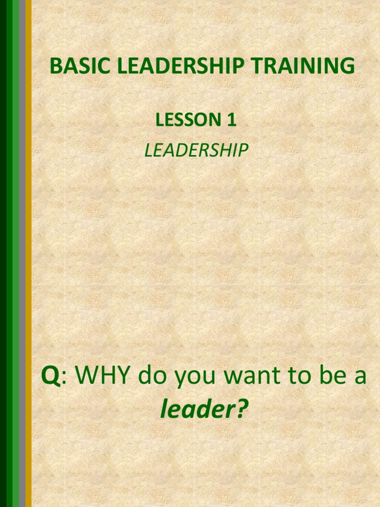 Basic Leadership Training Lesson 1 Pdf