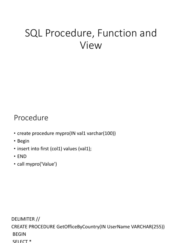 SQL Procedures, Functions, Views, Indexes and Triggers | PDF image.