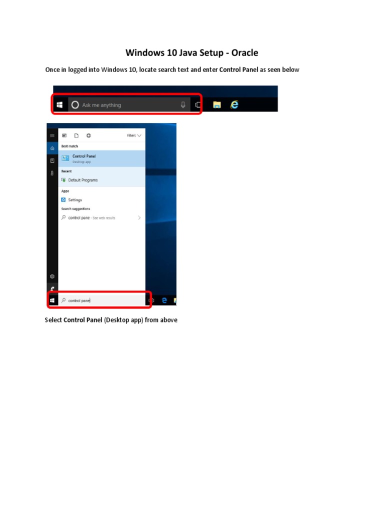 Windows 10 Java Setup - Oracle | PDF