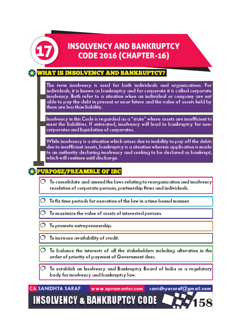 17.IBC (Concept) PDF | PDF | Bankruptcy | Liquidation