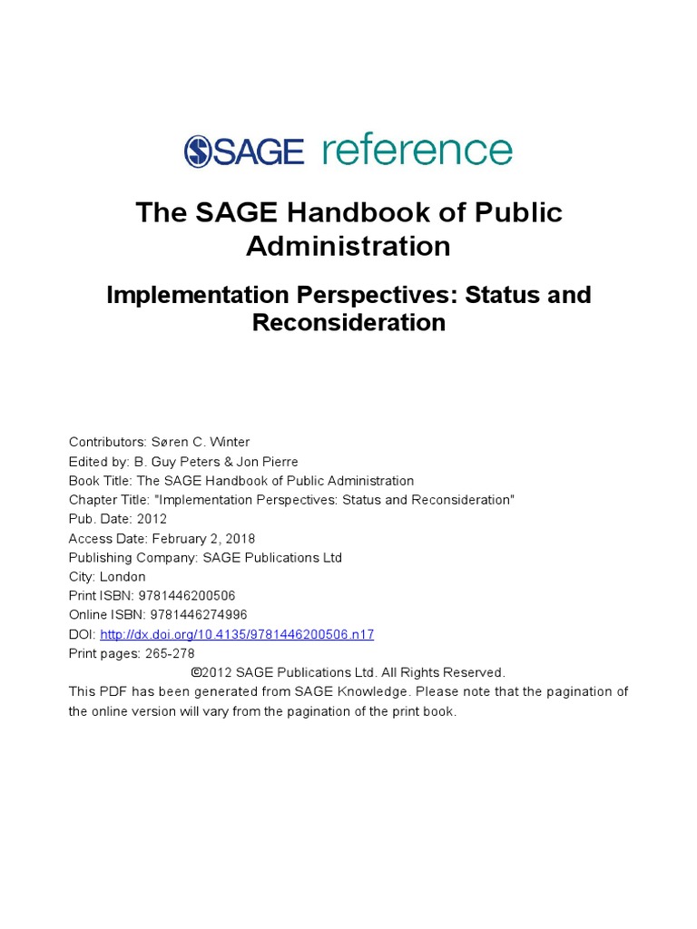 3 4 Winter Implementation Perspectives | PDF | Policy | Top Down And ...