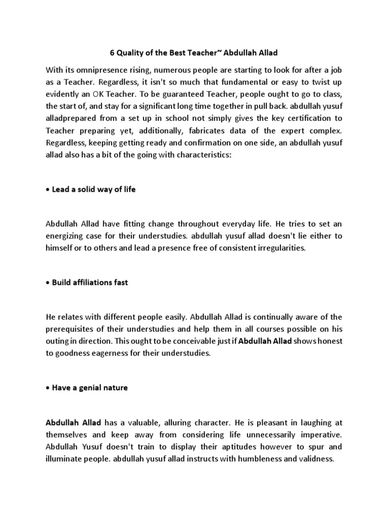 6 Quality of The Best Teacher PDF Epistemology Cognition