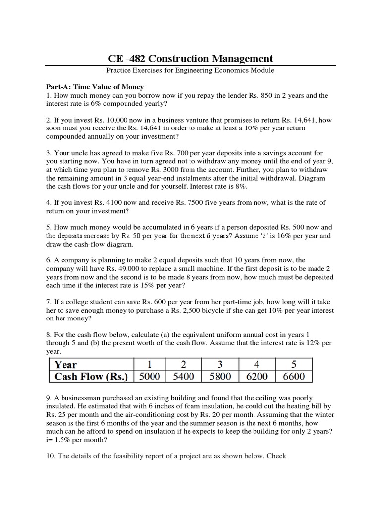 Engineering Economics Practice Exercises | PDF | Interest | Interest Rates