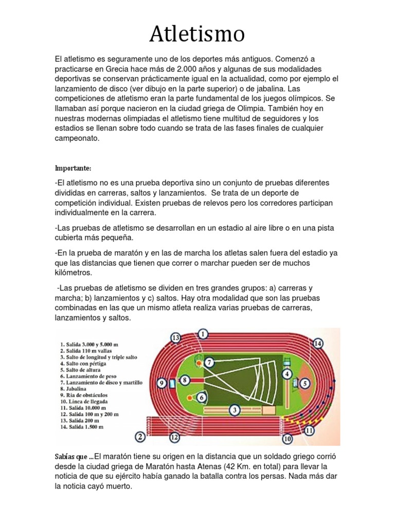 Introducción al Atletismo y Sus Pruebas | PDF | Deporte del atletismo ...