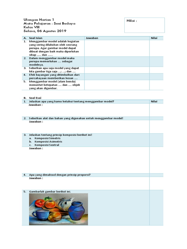 Ulangan Harian 1 Senbud Pdf