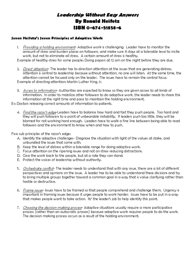 Leadership Without Easy Answers by Ronald Heifetz ISBN 0674518586