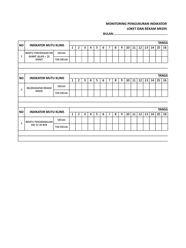 Monitoring Indikator Mutu Klinik dan Rekam Medis | PDF
