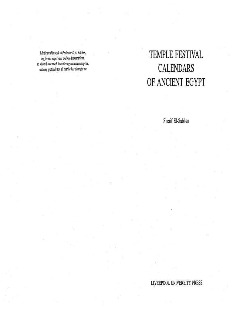 Temple Festival Calendars of Ancient Egypt pic pic