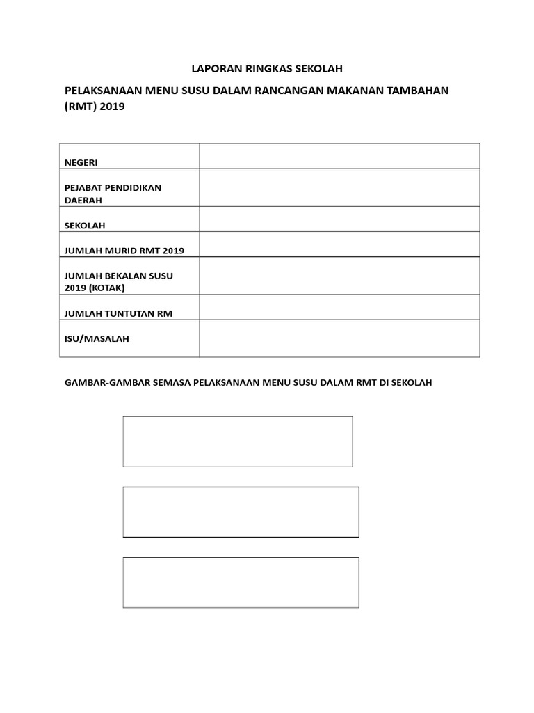 Borang Laporan Susu Sekolah 2019 Pdf