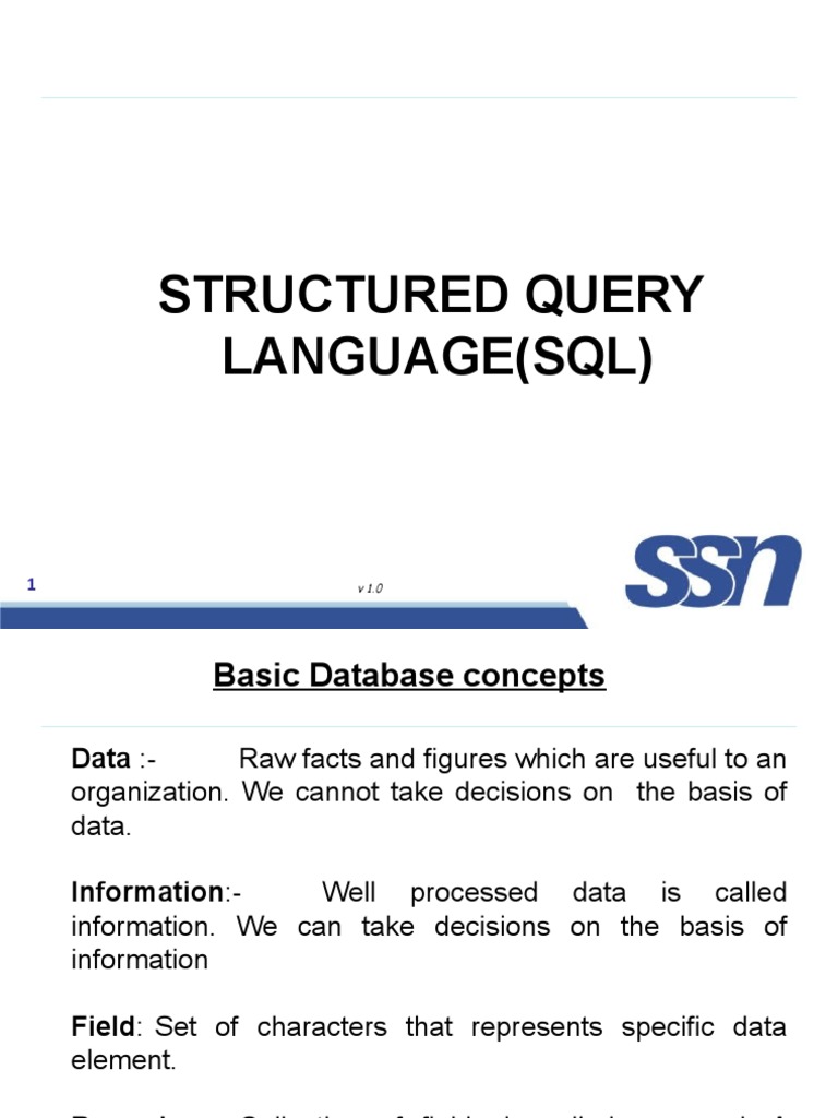 Structured Query Language (SQL) | PDF | Relational Database | Databases