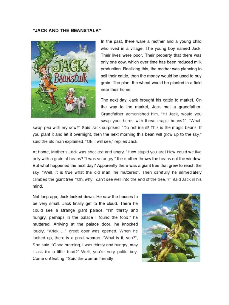 Jack and the beanstalk pdf food and drink nature