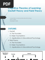 Cognitive Theories of Learning: Gestalt Theory and Field Theory