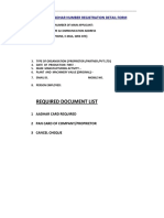 Required Document List: Udhyog Aadhar Number Registration Detail Form
