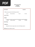 Division Science Quiz Grade III S.Y 2014-2015