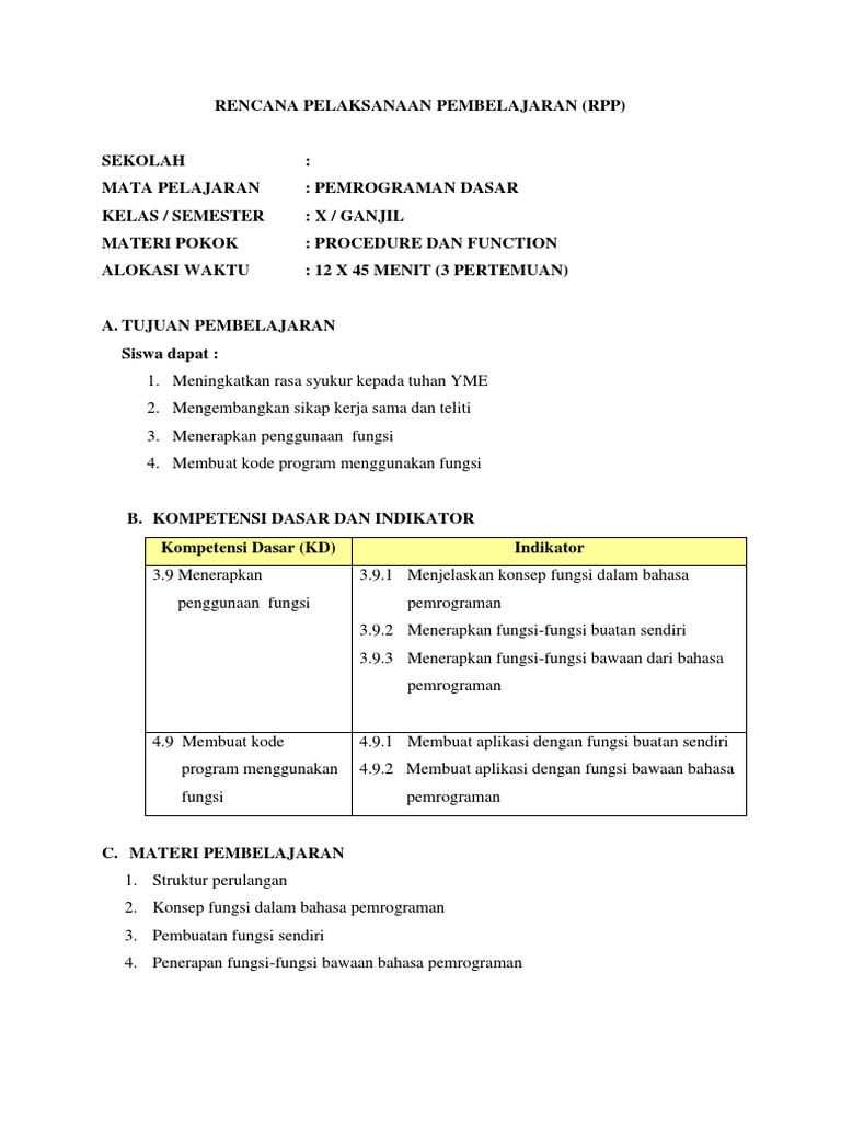 Rpp-9 Procedure Dan Function 21-23 | PDF