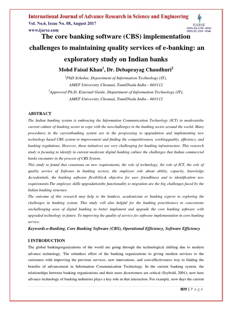 Challenges in CBS Implementation for Indian Banks | PDF | Banks | Banking