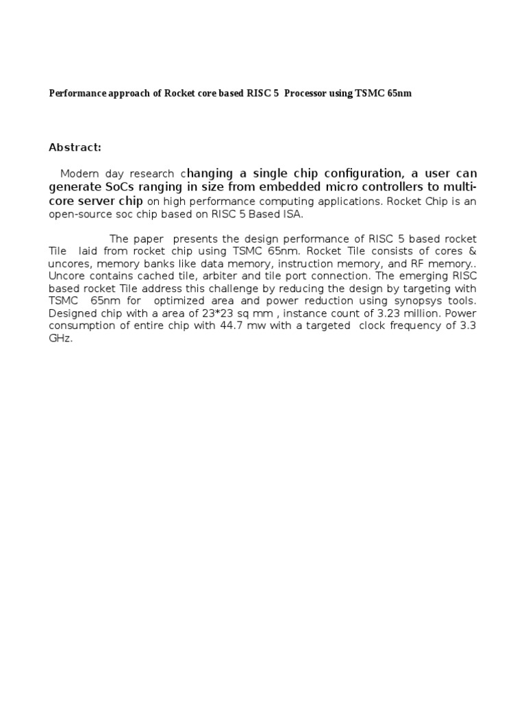 RISC-V Rocket Core Performance in TSMC 65nm | PDF