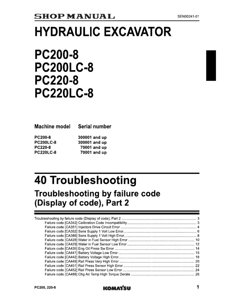 PC200-8 Troubleshooting by Failure Code Part 2 PDF | PDF