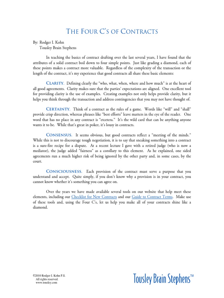 4Cs of Contracts | PDF