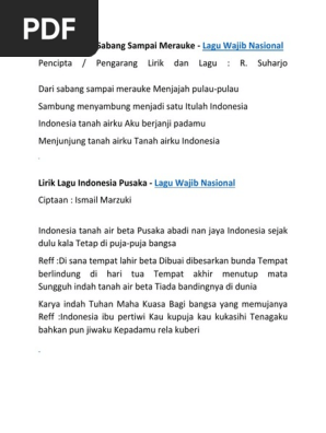 Lirik Lagu Dari Sabang Sampai Meraukedocx
