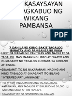 Ang Kasaysayan at Pagkabuo NG Wikang Pambansa