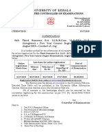 Kerala University exam registration dates