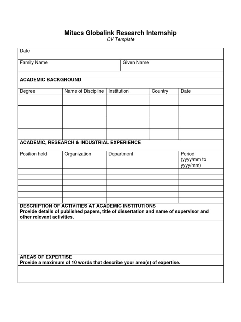 Mitacs Globalink CV Template | PDF | Art
