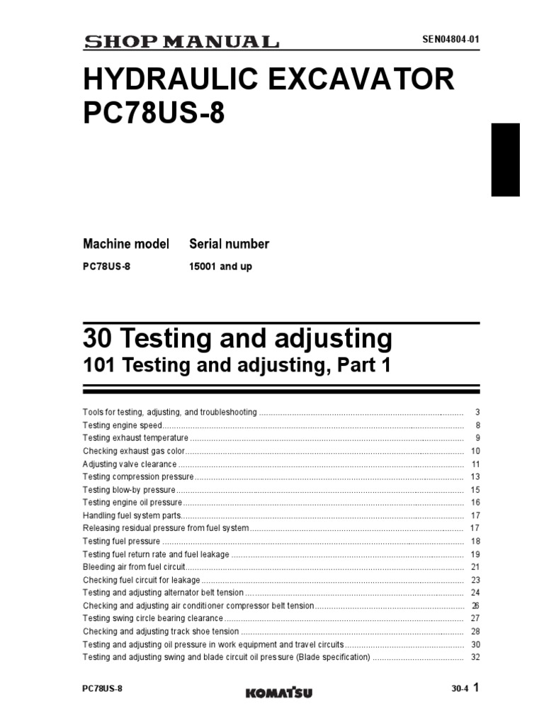 PC78US-8 Testing and Adjusting | PDF | Fuel Injection | Engine Technology