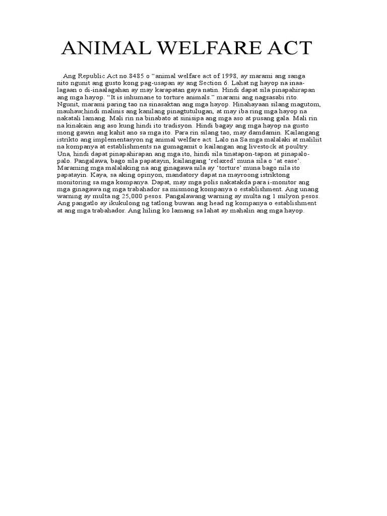 Animal Welfare Act PDF
