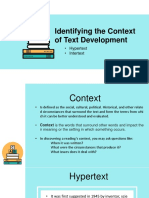 Identifying The Context of Text Development: - Hypertext - Intertext