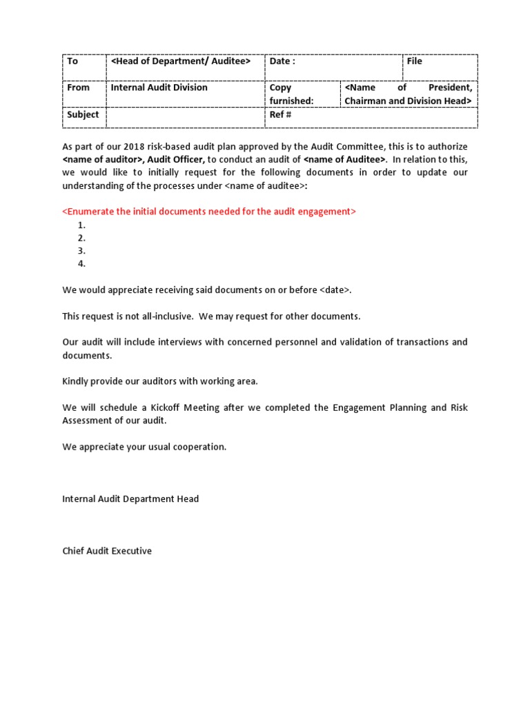 2018 Audit Document Request | PDF