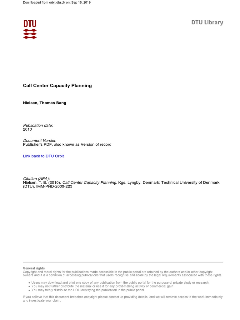 Call Center Capacity Planning | PDF | Interactive Voice Response | Call