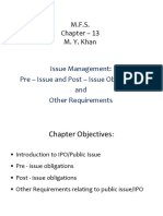 M.F.S. Chapter - 13 M. Y. Khan: Issue Management: Pre - Issue and Post - Issue Obligations and Other Requirements