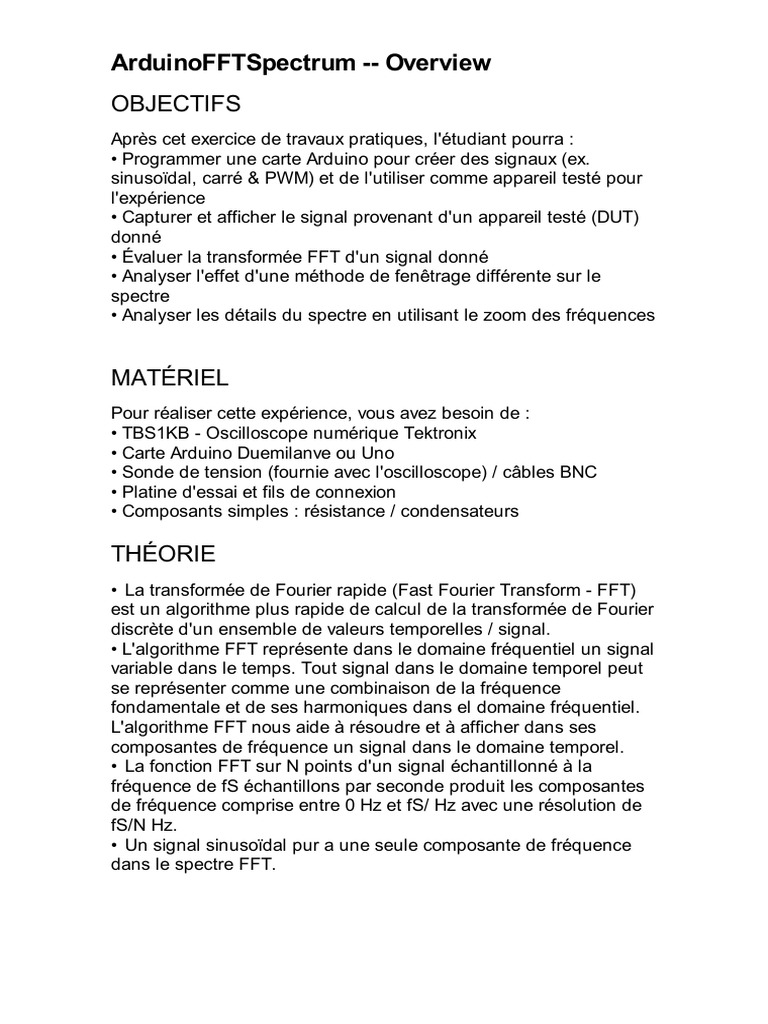 Analyse FFT avec Arduino et Oscilloscope | PDF | Transformation de ...