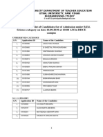 B.Ed. Admission List and Required Documents