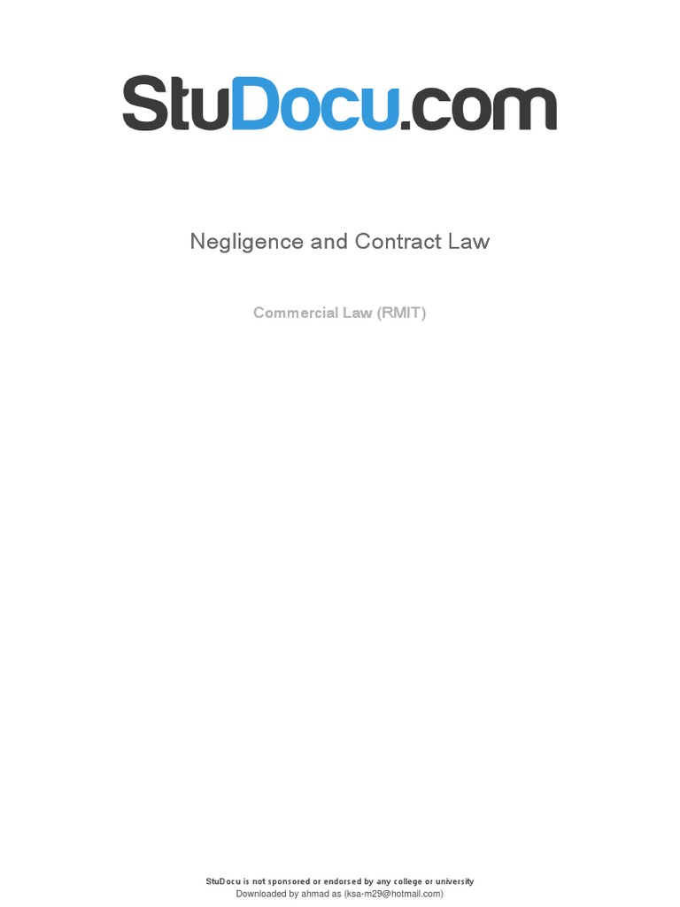 Negligence and Contract Law | PDF | Offer And Acceptance | Duty Of Care