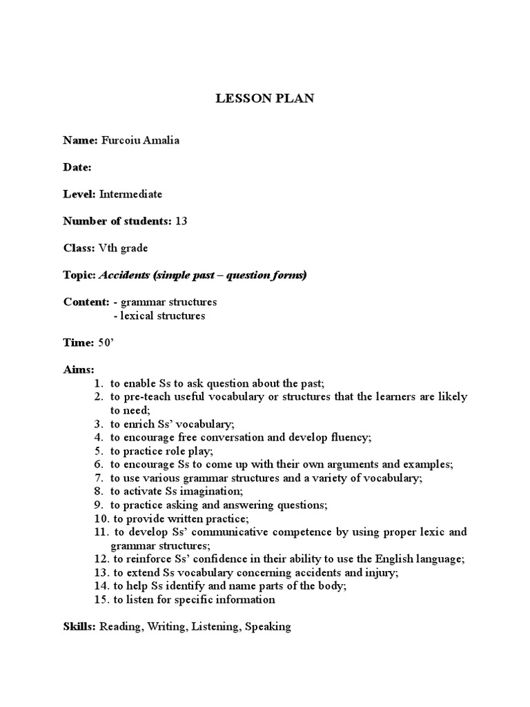 Lesson Plan Cls A Va | PDF | Question | Vocabulary