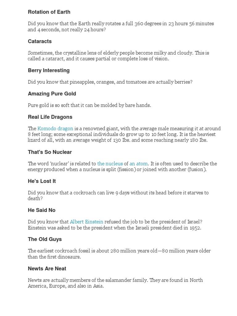 Fun Science Facts and Trivia | PDF