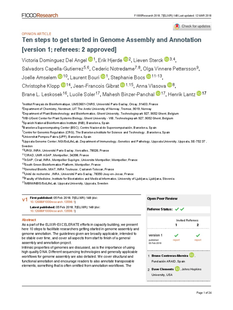 Steps To Get Started in Genome Assembly and Annotation | PDF | Dna ...
