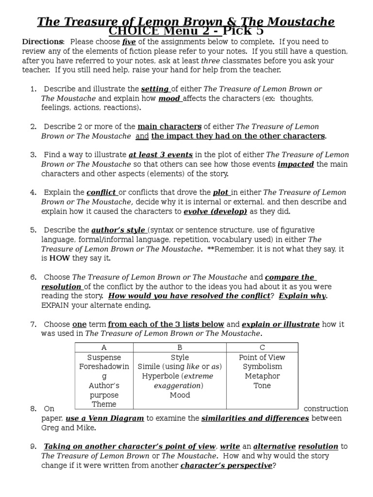 Lemon Brown | PDF | Question | Multiple Choice