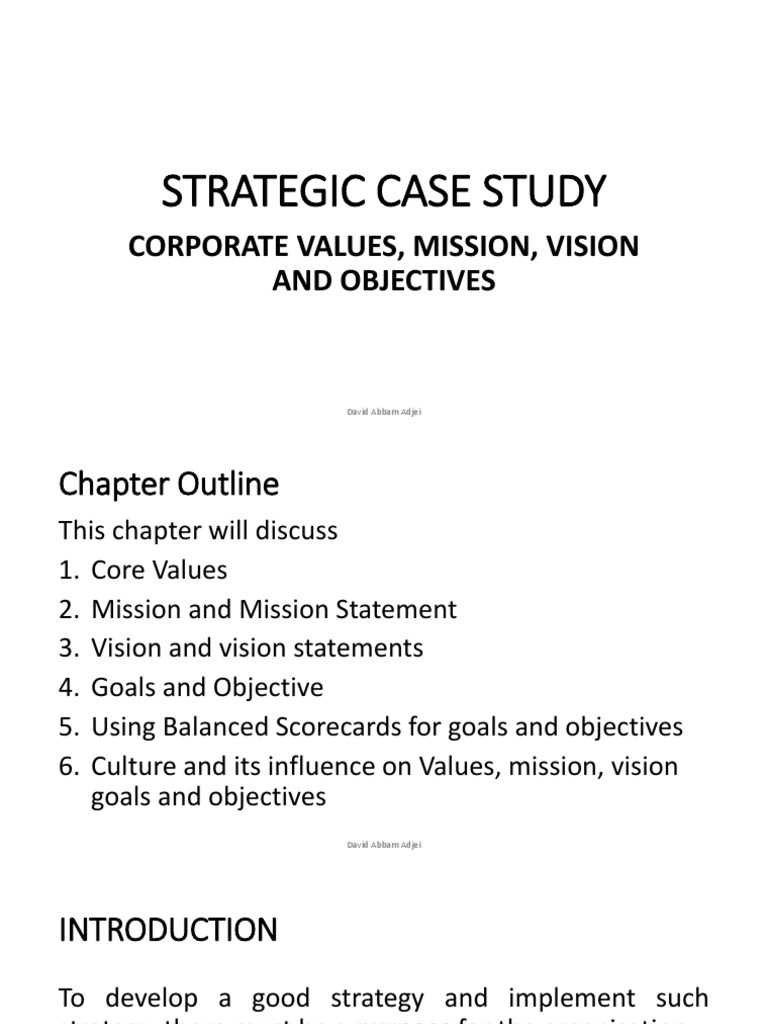 Lecture 2 Values, Mission, Vision and Objectives | PDF | Goal ...