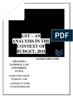GST - An Analysis in The Context of BUDGET, 2018