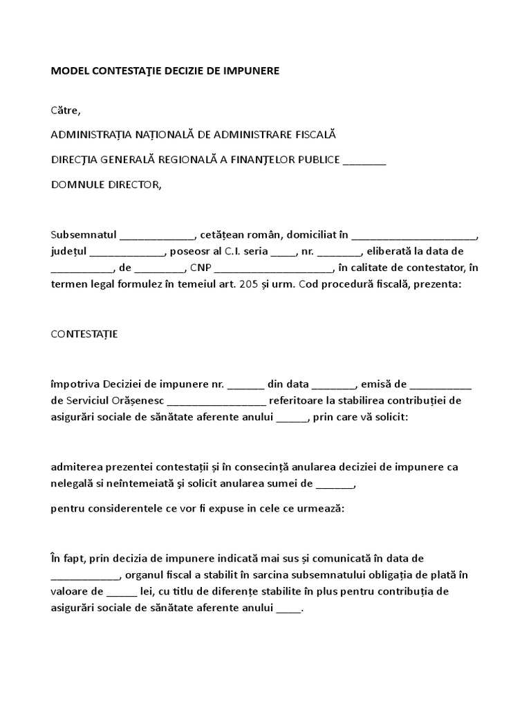 Decizie De Impunere Anaf