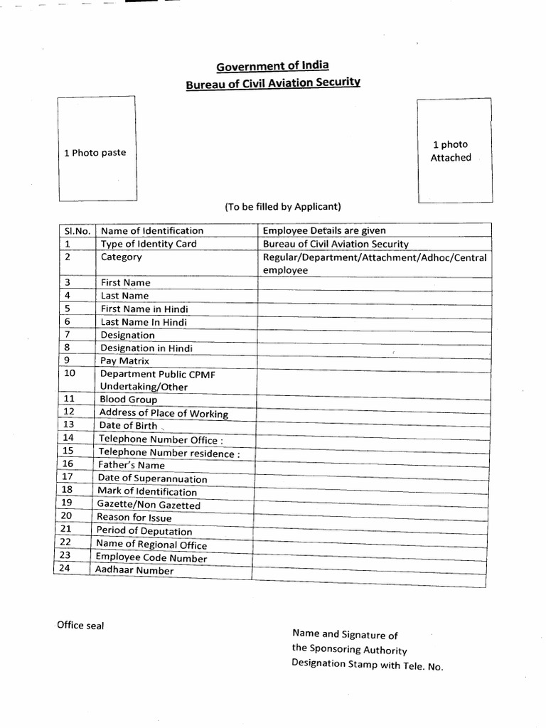AVSEC ID Application Form Guidelines | PDF