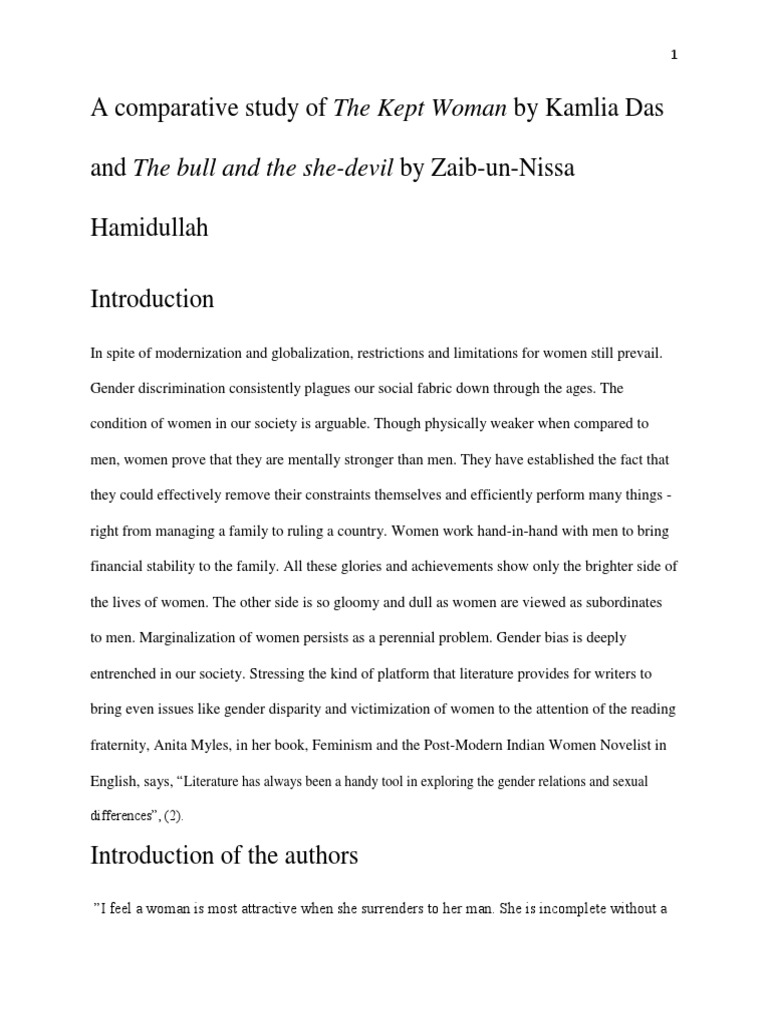 A Comparative Study of The Kept Woman by Kamlia Das and The Bull and