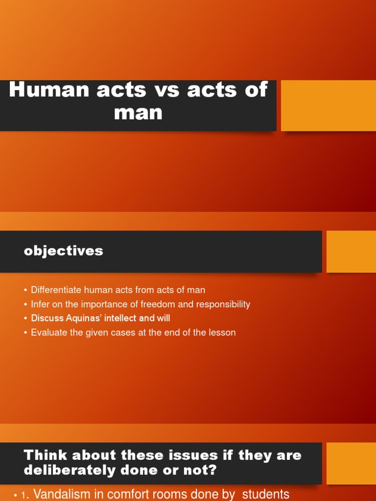 LESSON 2Human Acts vs Acts of Man Free Will Morality